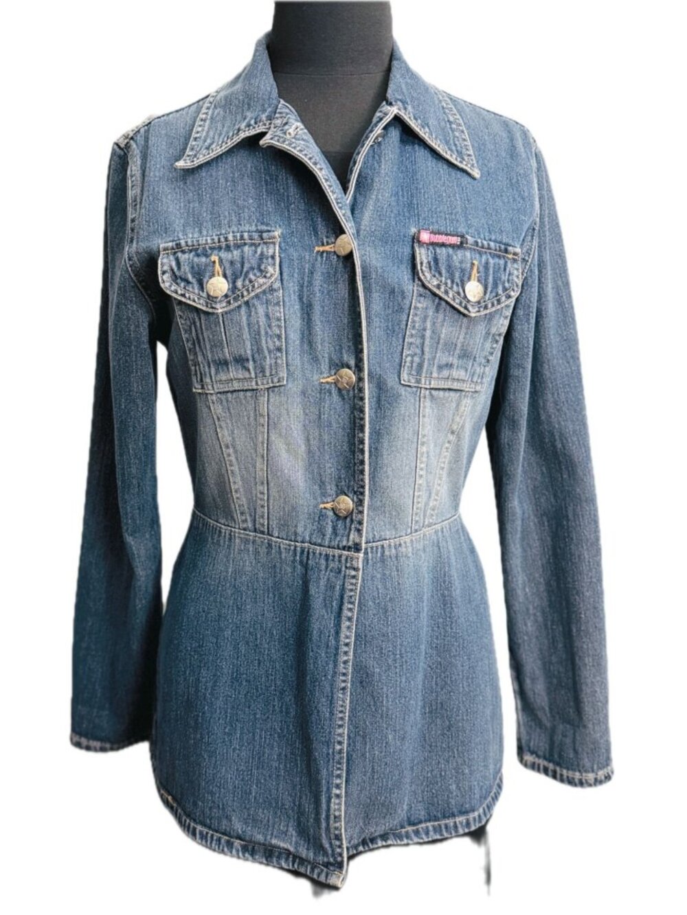 Bubble Gum Vintage 90s Distressed Denim Jacket Medium Light Wash Y2K Grunge